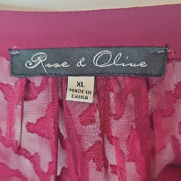 Rose & Olive Burgundy Textured Blouse - Picture 2 of 9